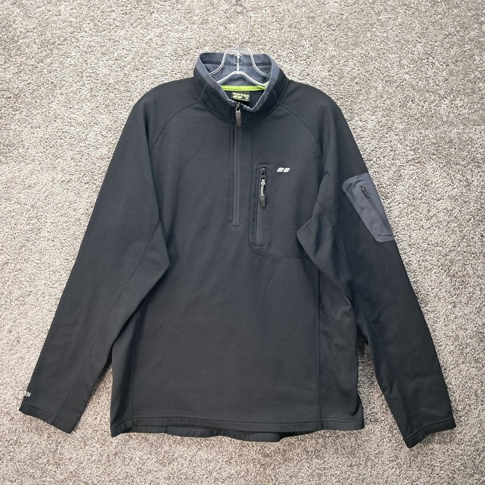 Koppen Mens XL Black Quarter Zip Grid Fleece Pullover Jacket‎ MOA10102